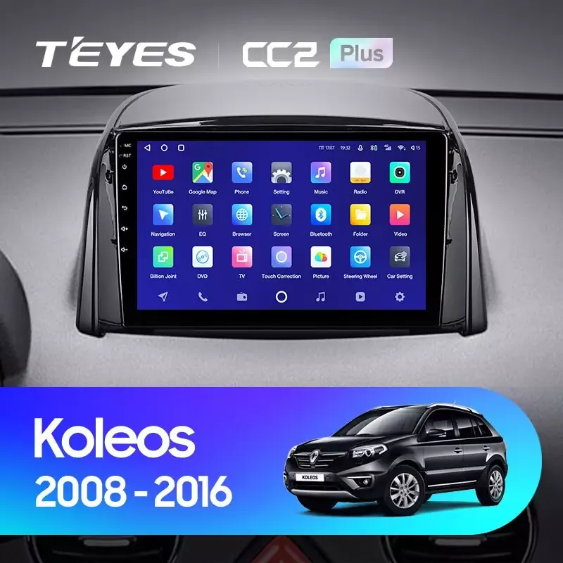 Комплект магнитолы TEYES CC2 Plus 9.0" для Renault Koleos I 2008-2016