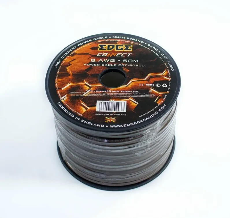 Силовой кабель EDGE EDC-PC888 8AWG White (1б-50м)(1м)