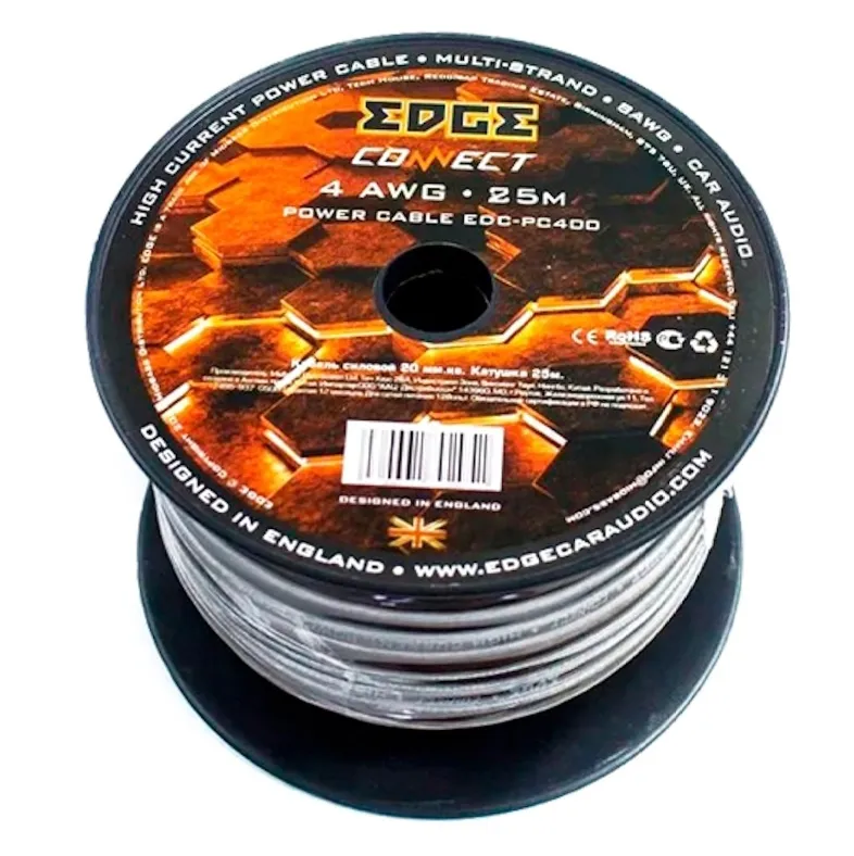 Силовой кабель EDGE EDC-PC444 4AWG White (1б-25м)(1м)