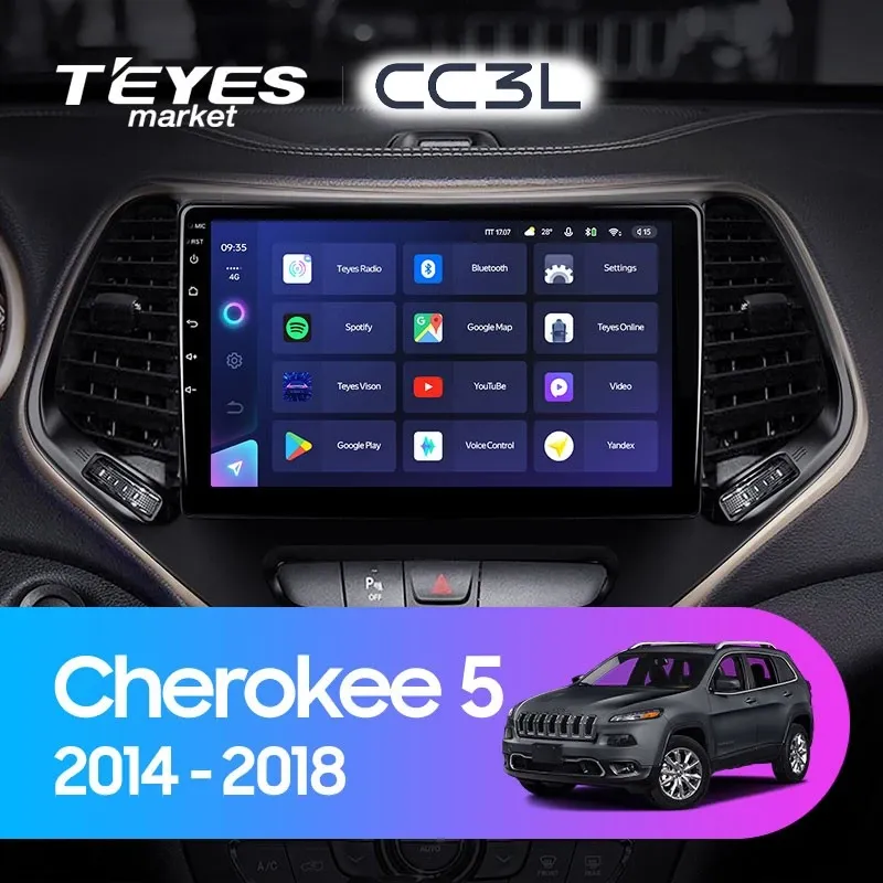 Комплект магнитолы TEYES CC3L 10.2" для Jeep Cherokee