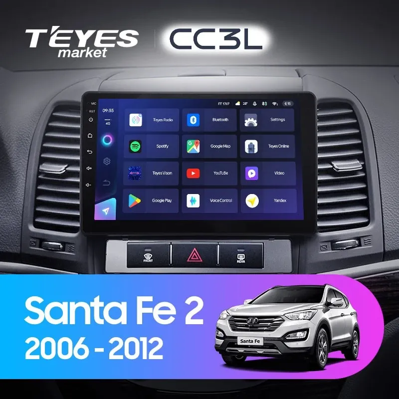 Комплект магнитолы TEYES CC3L 9.0" для Hyundai Santa Fe