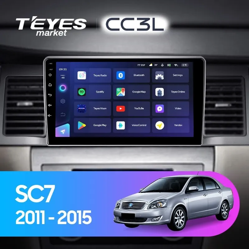 Комплект магнитолы TEYES CC3L 9.0" для Geely SC7