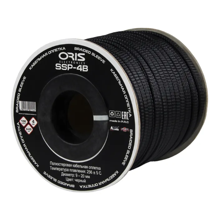 Защитная кабельная оплетка Oris SSP-4B черный (1б-100м)(1м)