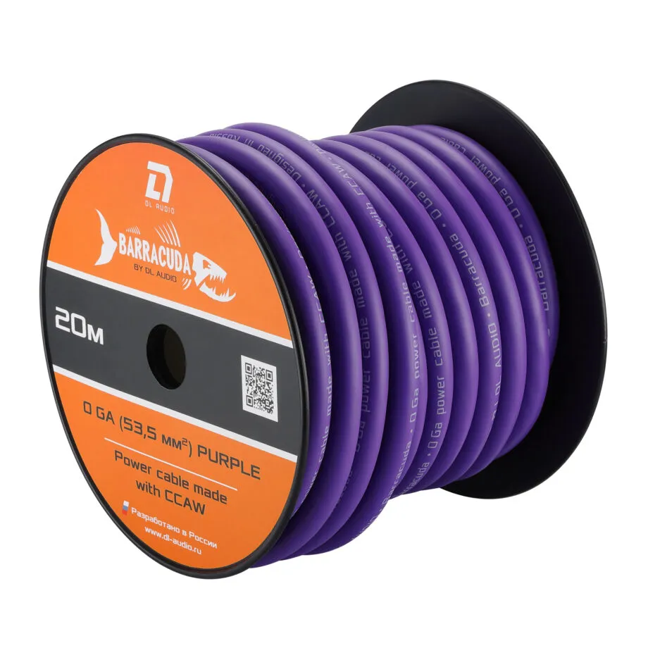 Силовой кабель DL Audio Barracuda Power Cable 0 Ga Purple (1б-20м) (1м)