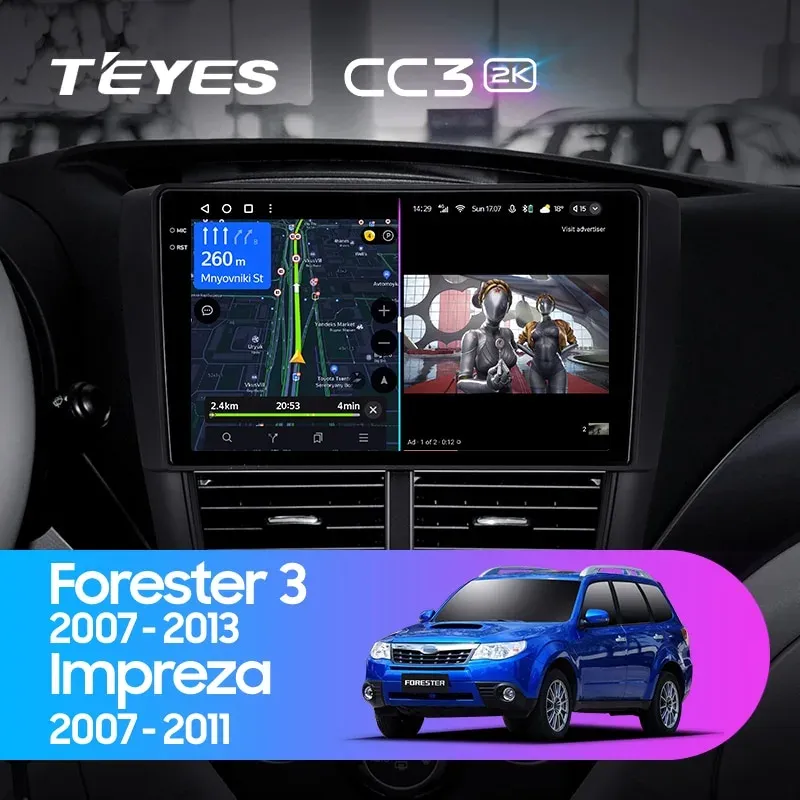 Комплект магнитолы TEYES CC3 2K 9.5" для Subaru Forester SH 2007-2013