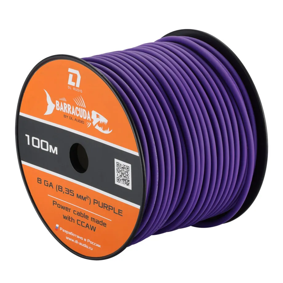 Силовой кабель DL Audio Barracuda Power Cable 8 Ga Purple (1б-100м) (1м)