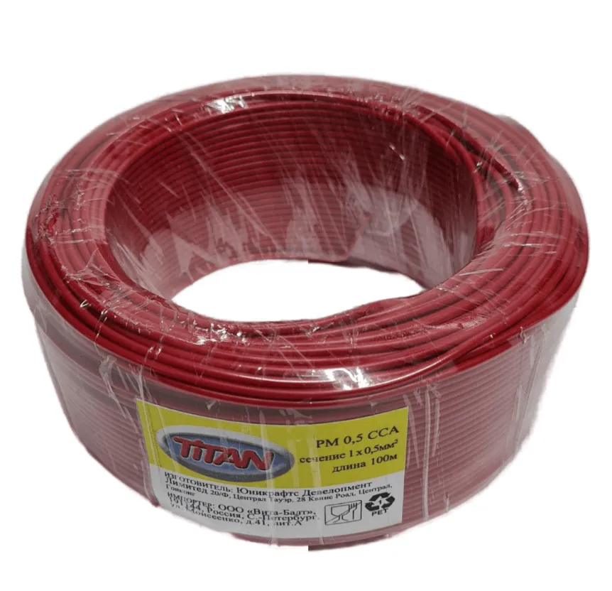 Монтажный кабель РM 0,5 красный TITAN (100м)