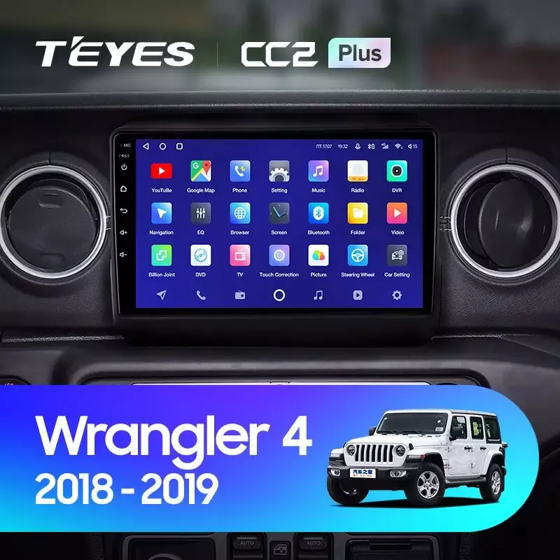 Комплект магнитолы TEYES CC2 Plus 9.0" для Jeep Wrangler IV 2018-2023