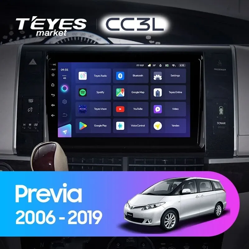 Комплект магнитолы TEYES CC3L 9.0" для Toyota Previa