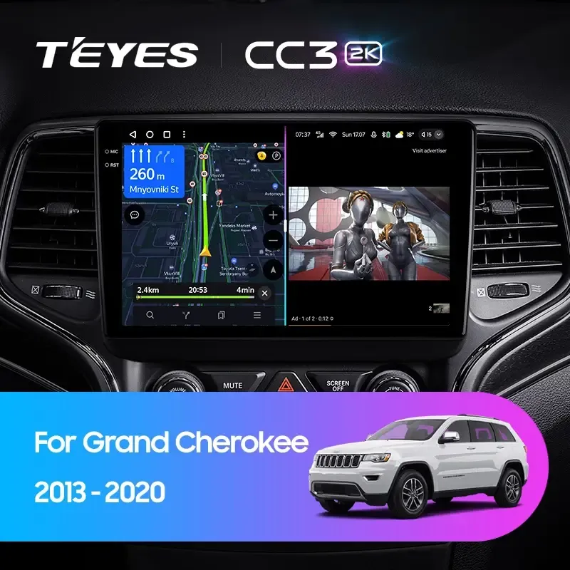 Комплект магнитолы TEYES CC3 2K 9.5" для Jeep Grand Cherokee WK2 рестайлинг 2013-2023