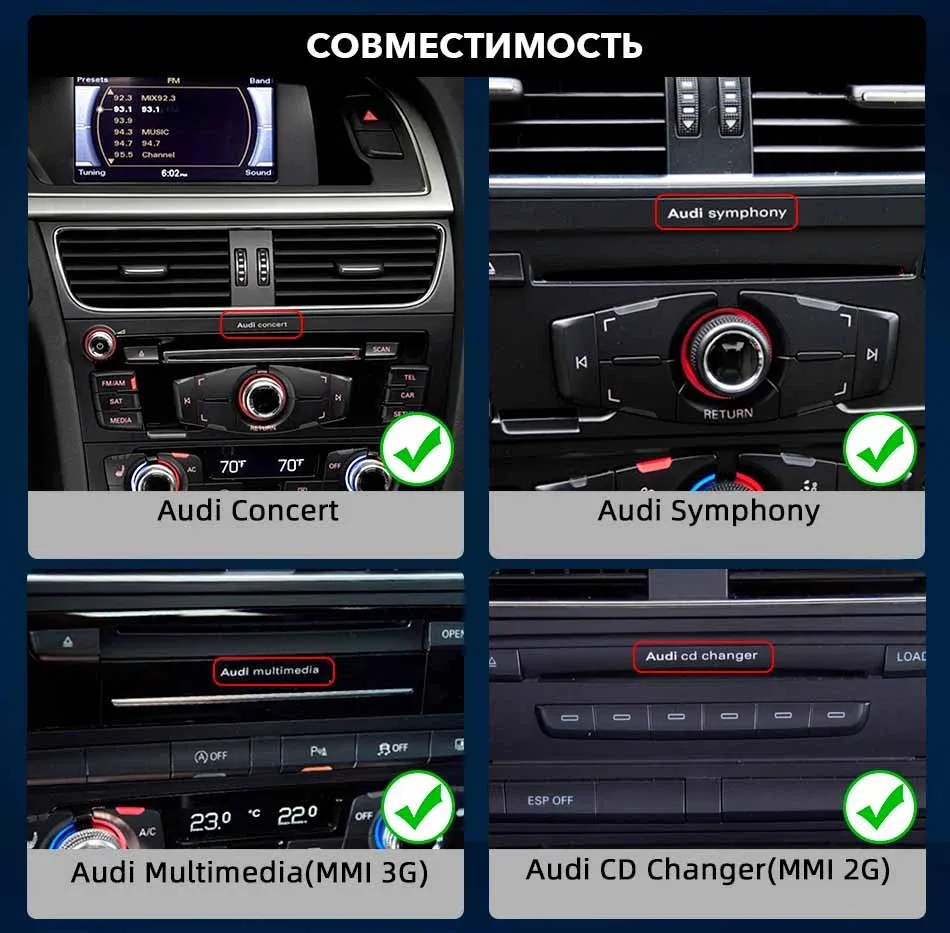 Мультимедийное устройство 10.25" Android 12 4+64 Gb для AUDI A4/Q5 2009-2016