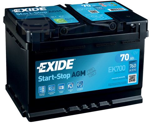 Аккумулятор EXIDE EK700 70Ah 760A