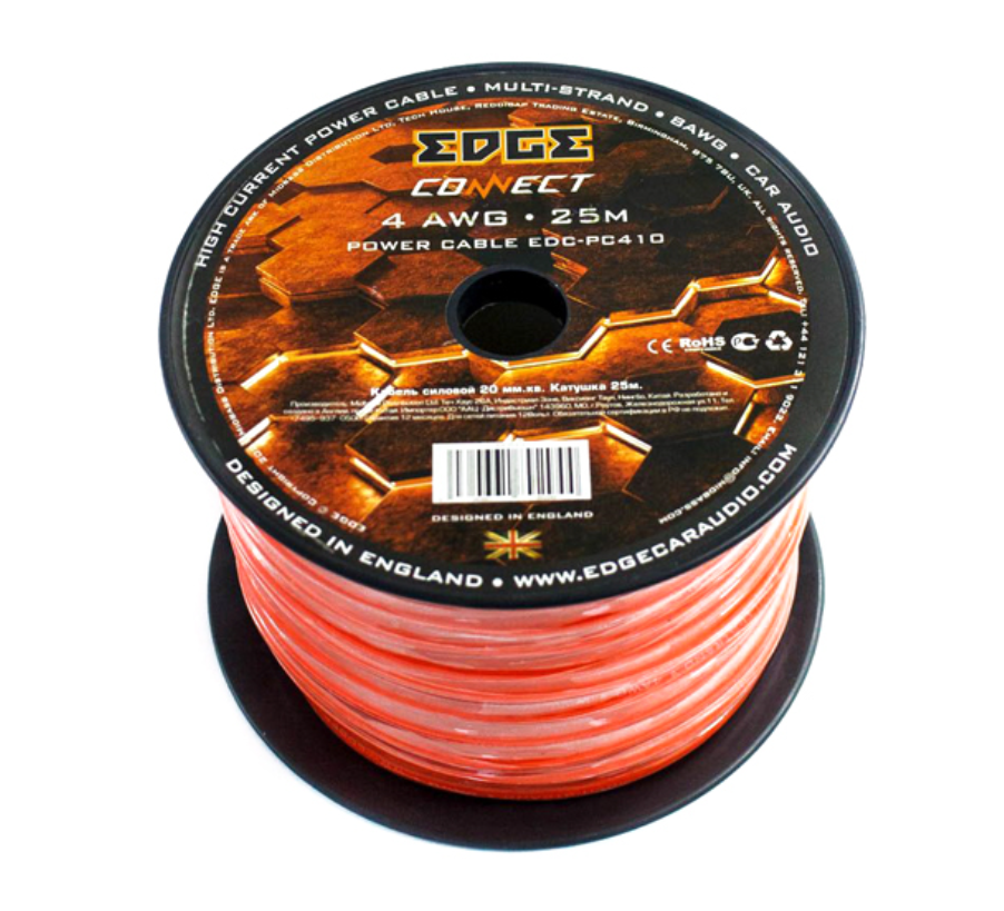 Силовой кабель EDGE EDC-PC410 4AWG Orange (1б-25м)(1м)