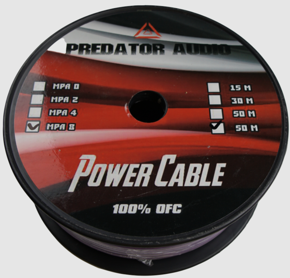 Силовой кабель Predator Audio 8AWG OFC (1б-50м)(1м)