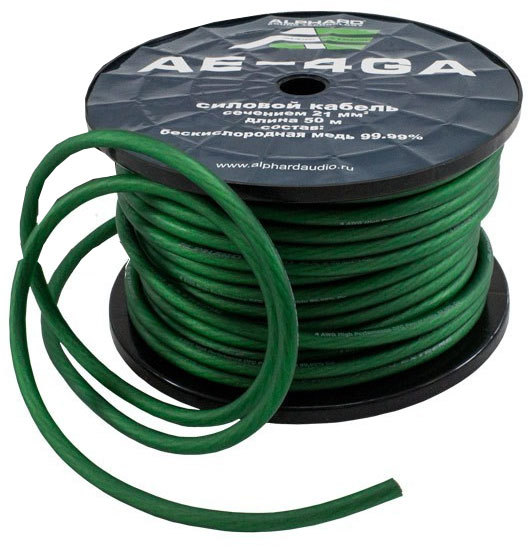 Силовой кабель ALPHARD AE-4GA Green (1б-50м)(1м)